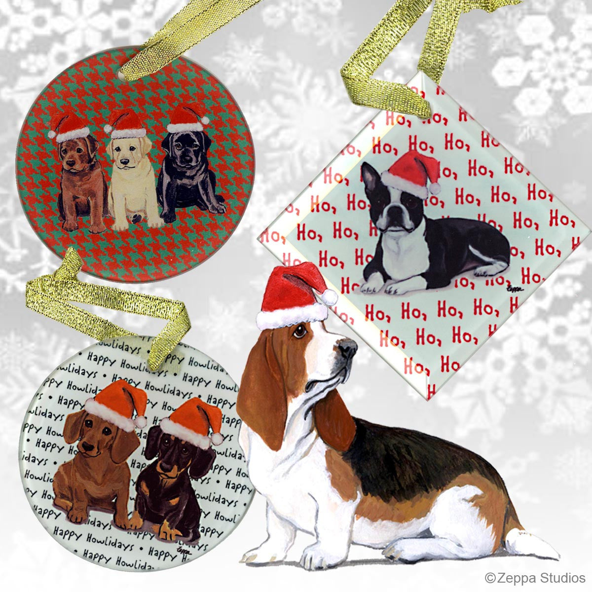 Fur Children Crystal Christmas Ornaments - Basset Hound