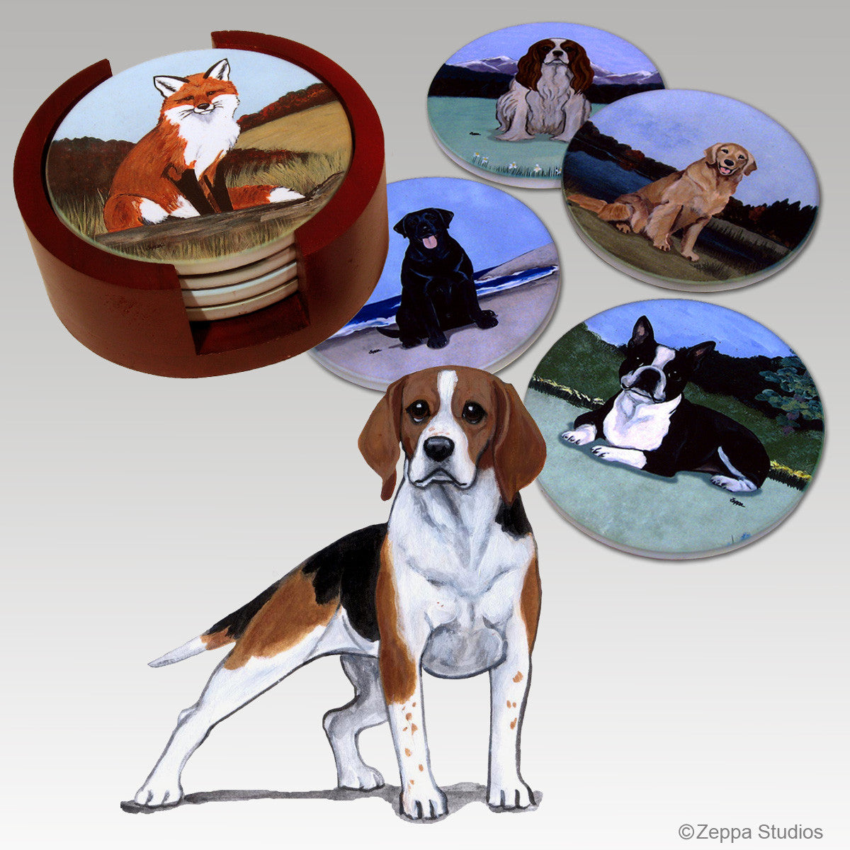 Beagle Bisque Coaster Set