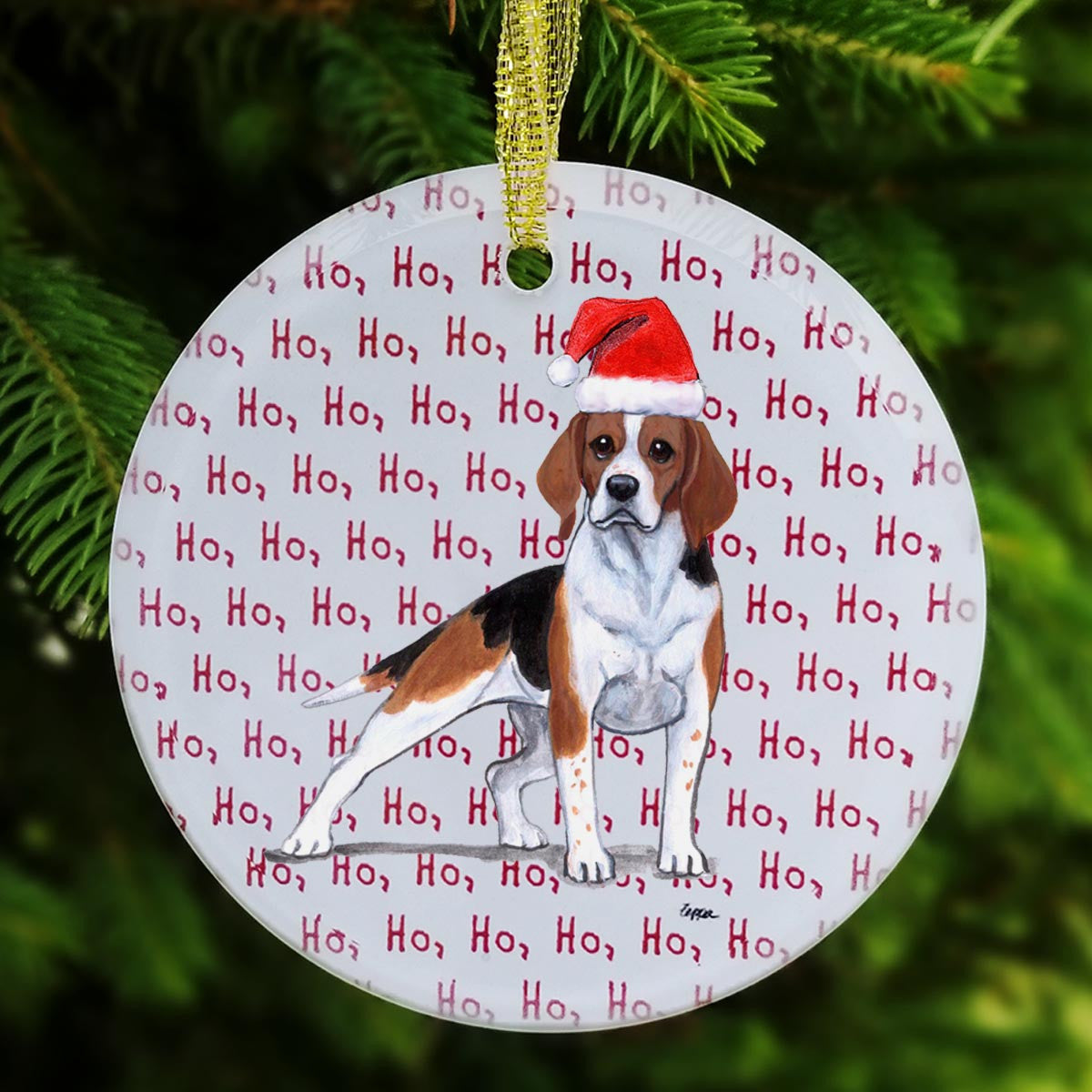 Beagle Christmas Ornament - Ho Ho Ho
