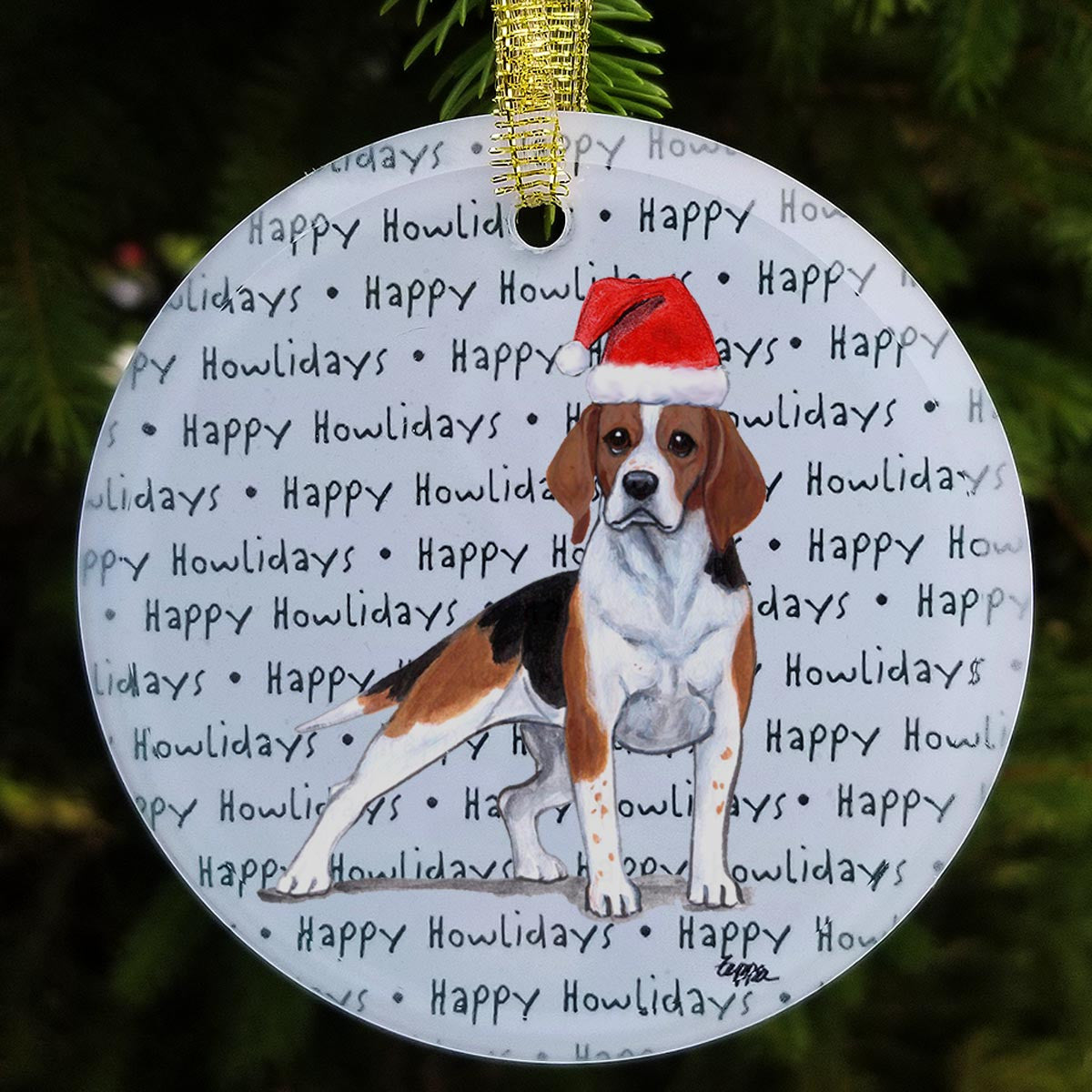 Beagle Christmas Ornament - Happy Holiday
