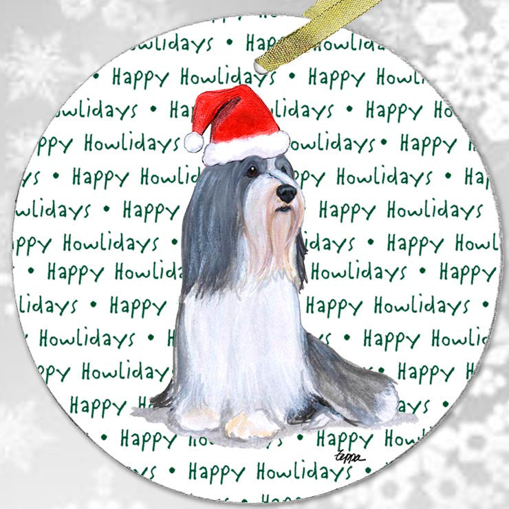 Bearded Collie Christmas Ornament - Happy Howlidays