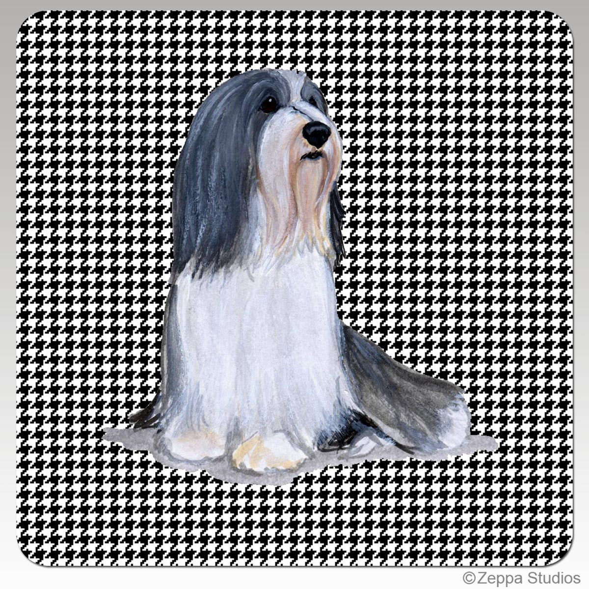 Bearded Collie Houndzstooth Coasters