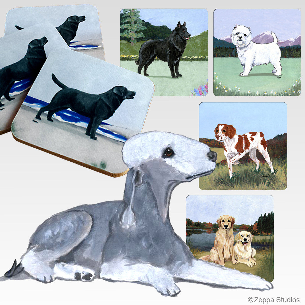 Bedlington Terrier Scenic Coasters