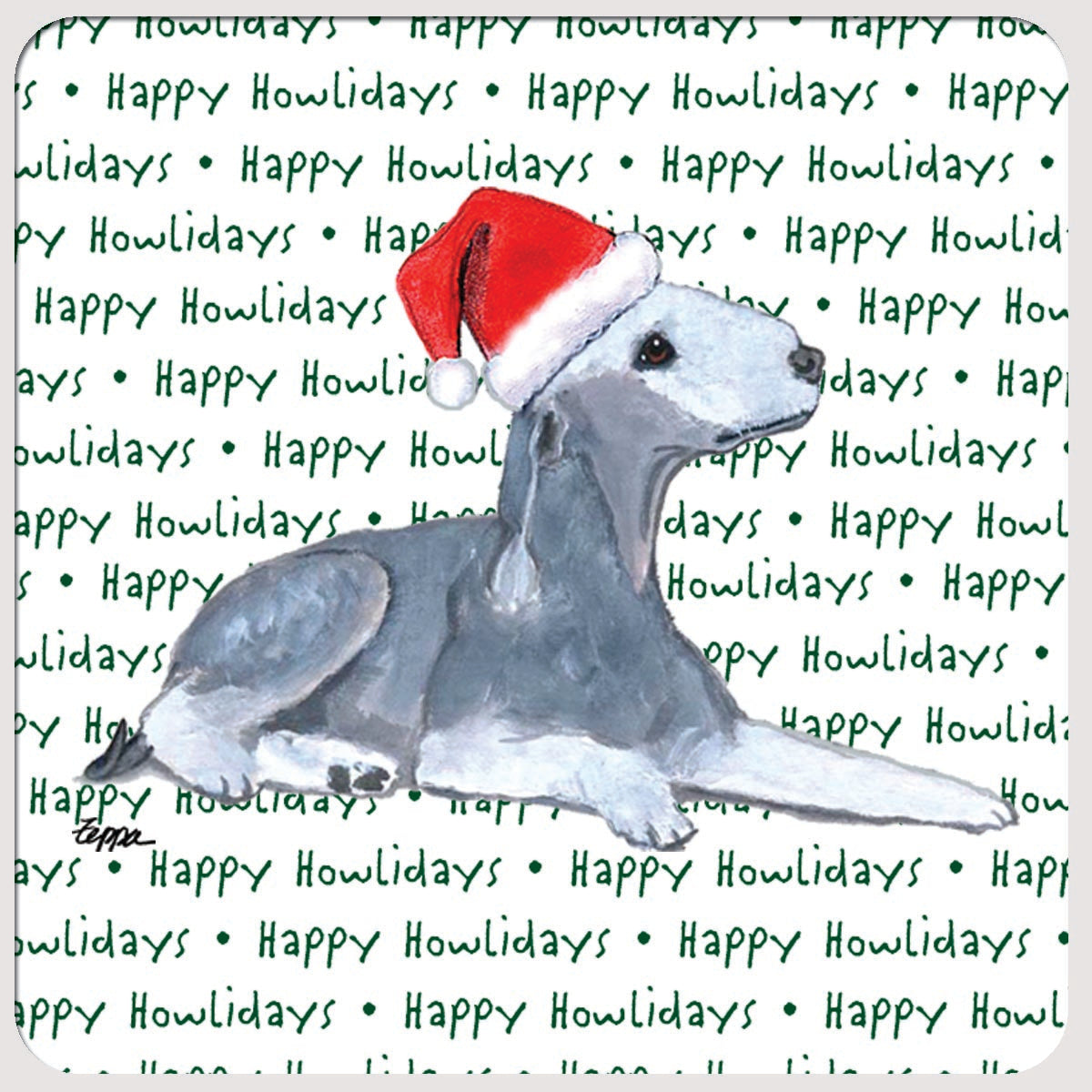 Bedlington Terrier Christmas Coasters
