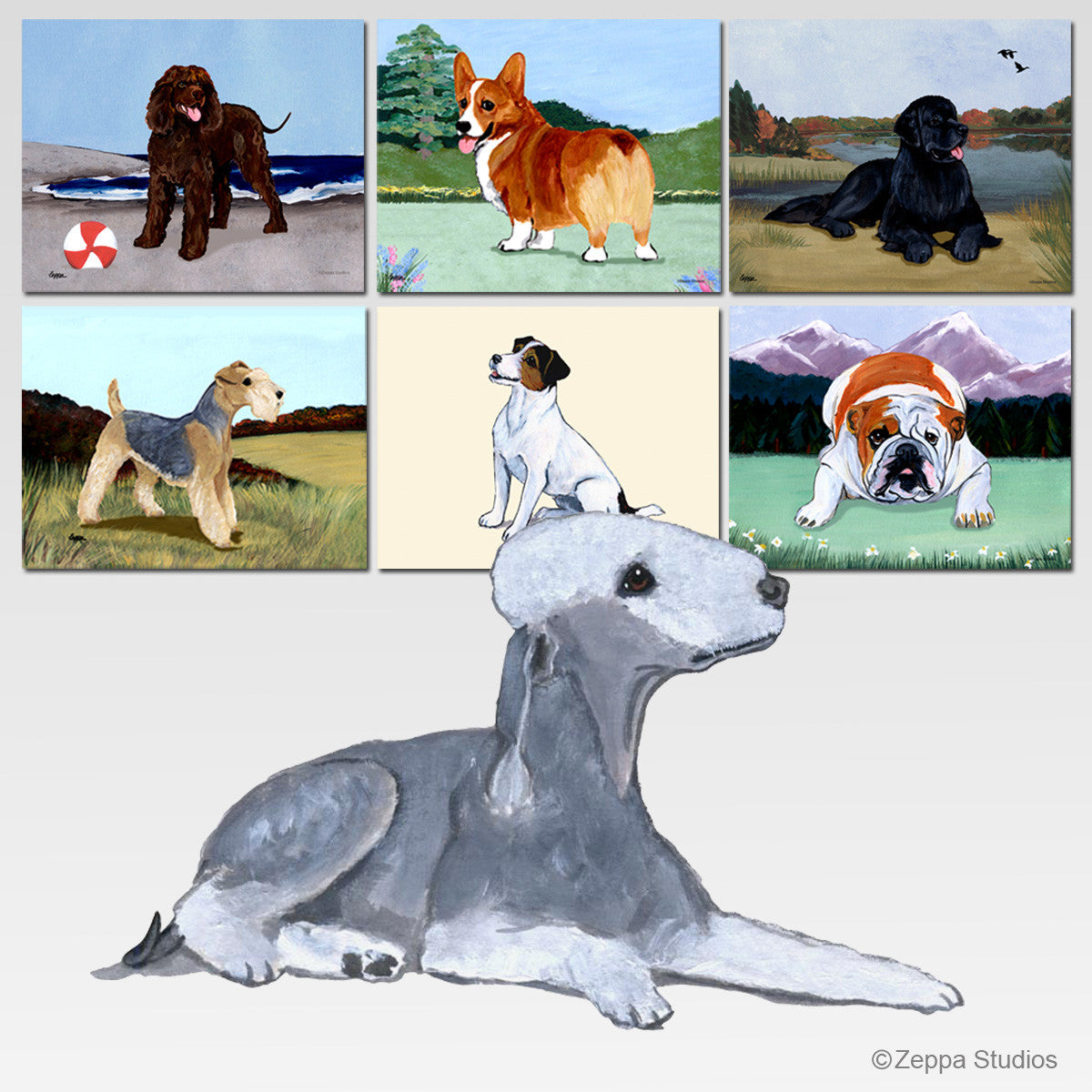 Bedlington Terrier Scenic Cutting Board - Rectangular
