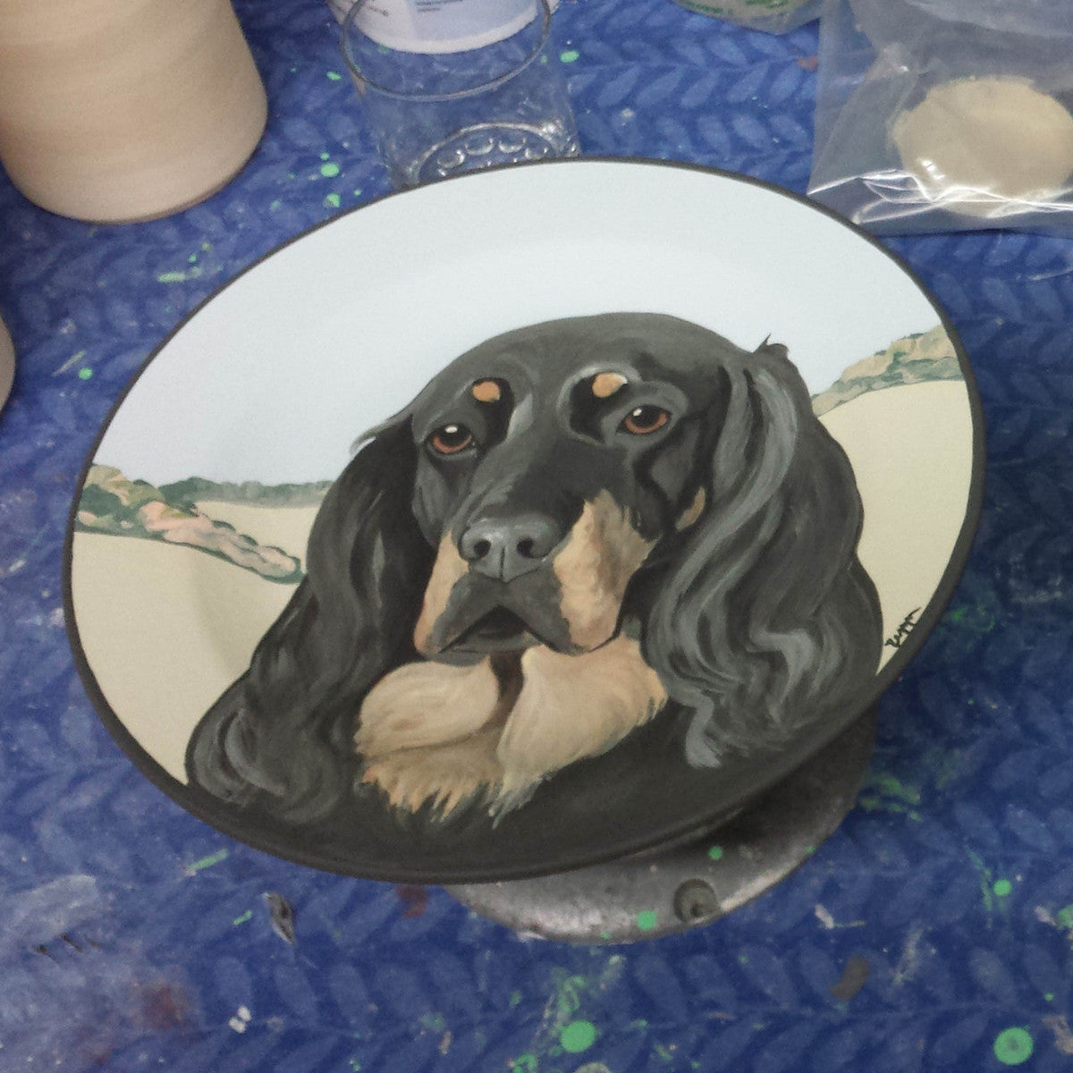 Gallery Style Hand Painted 11 inch Plate in Progress