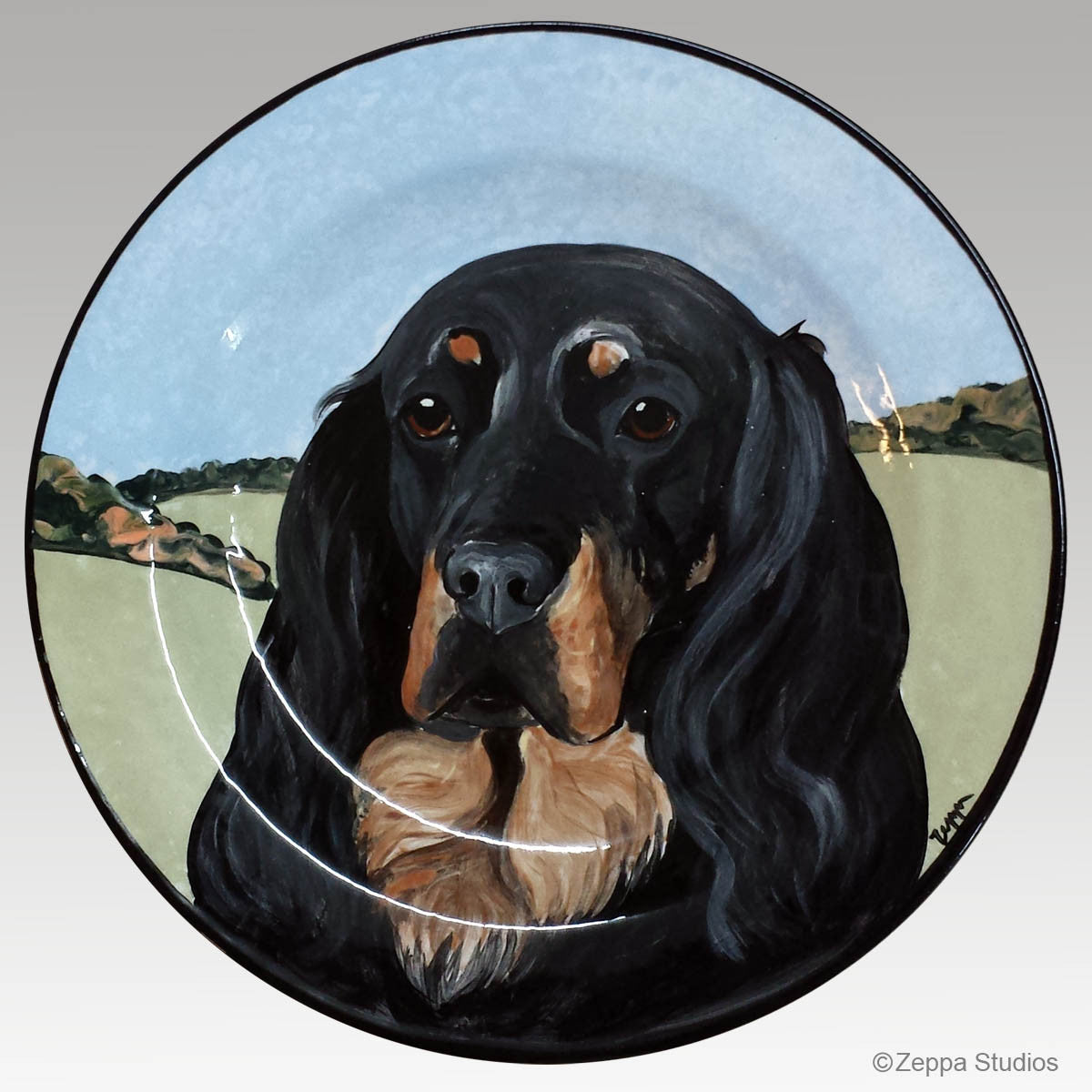 Gallery Style Hand Painted 11 inch Plate - Gordon Setter