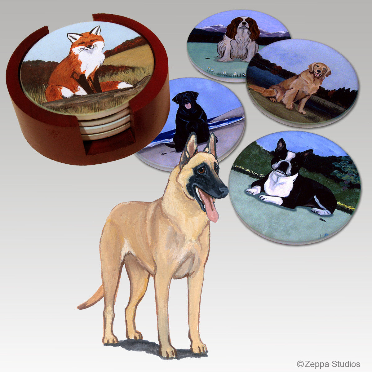 Belgian Malinois Bisque Coaster Set