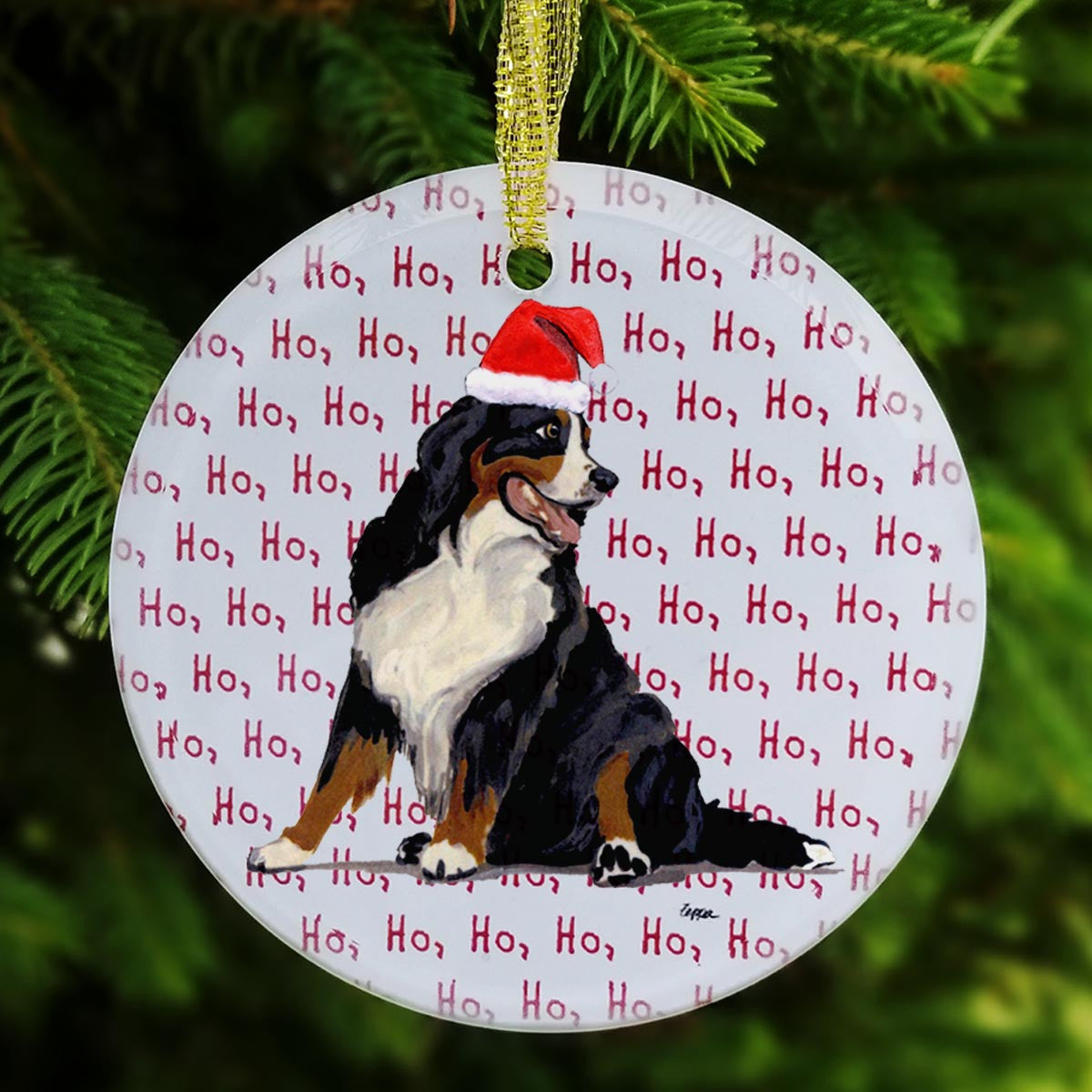 Bernese Mountain Dog Christmas Ornament - Ho Ho Ho