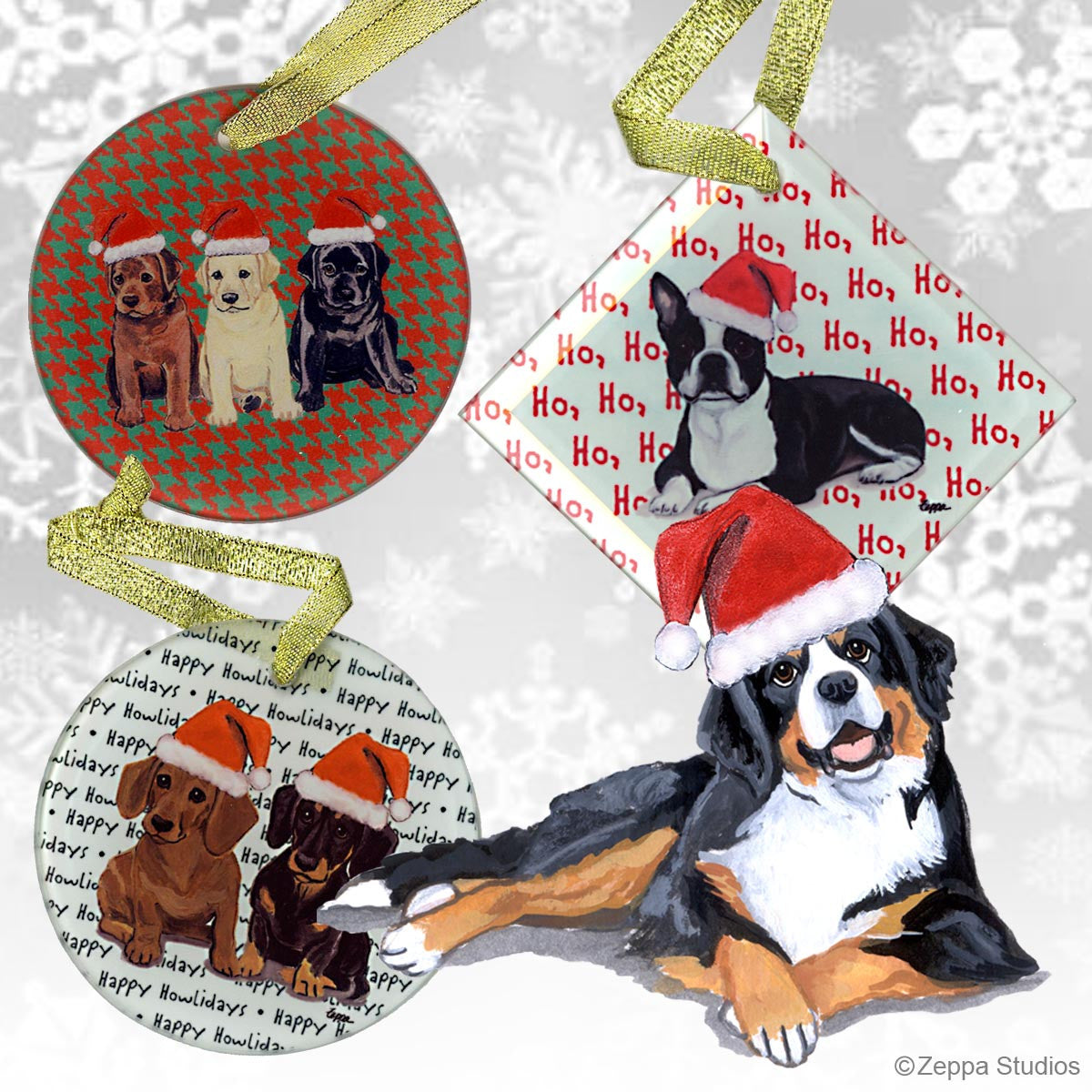 Fur Children Crystal Christmas Ornaments - Bernese Mountain Dog, Lying Down
