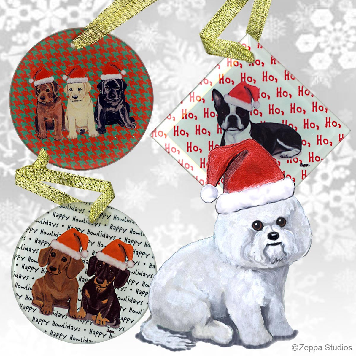 Fur Children Crystal Christmas Ornaments - Bichon Frise