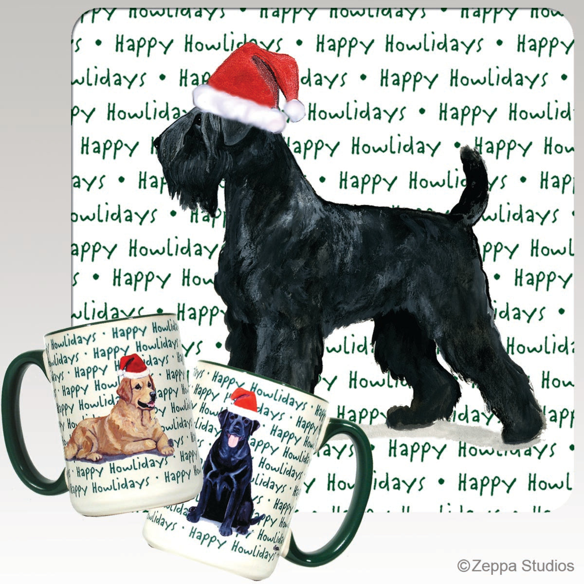 Black Russian Terrier Christmas Mugs