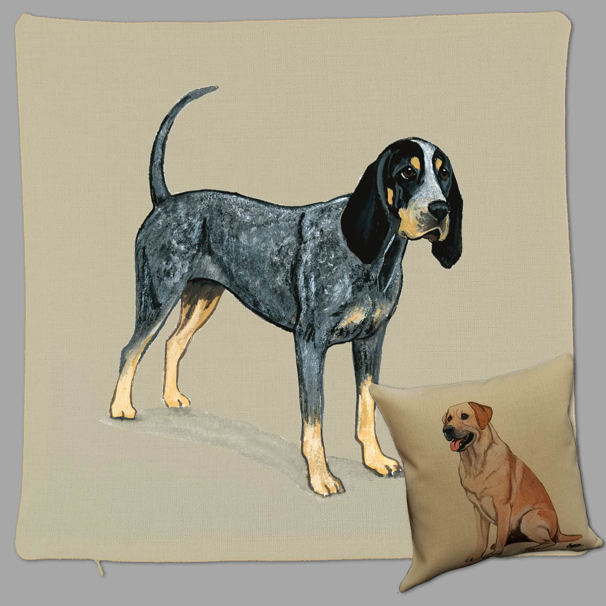 Zeppa Studios' Bluetick Coonhound Throw Pillow