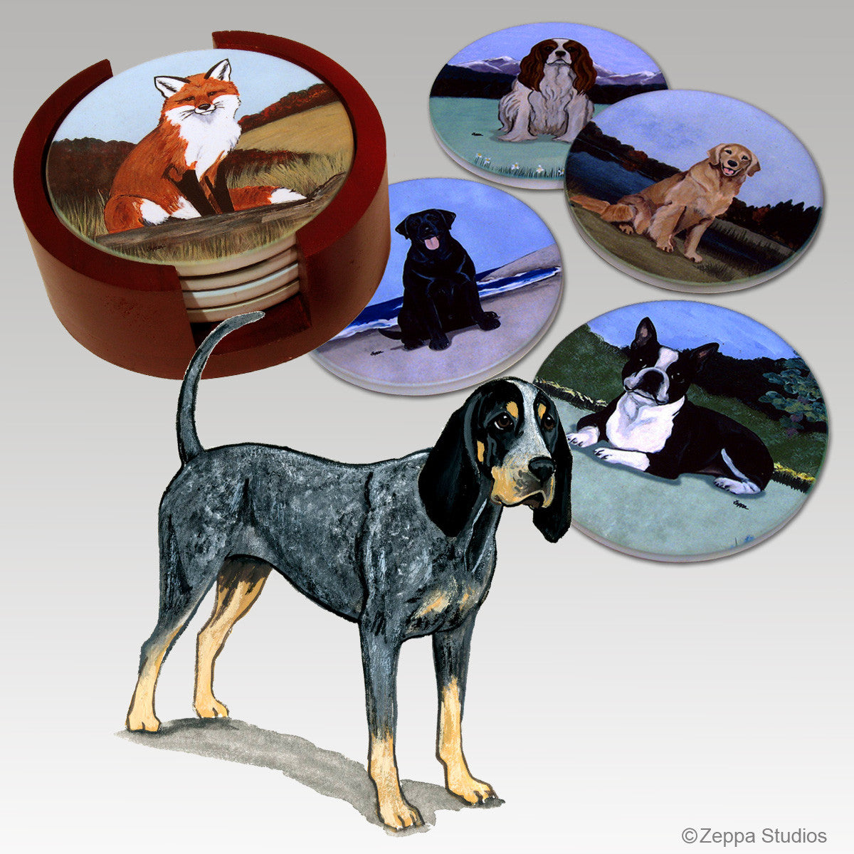 Bluetick Coonhound Bisque Coaster Set