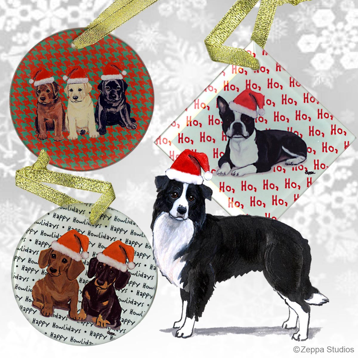 Fur Children Crystal Christmas Ornaments - Border Collie