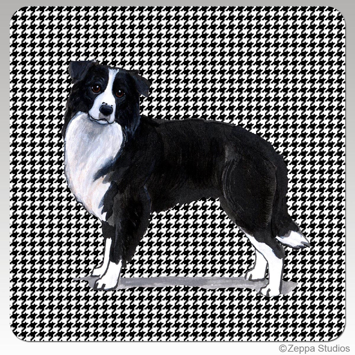 Border Collie Houndsztooth Coasters