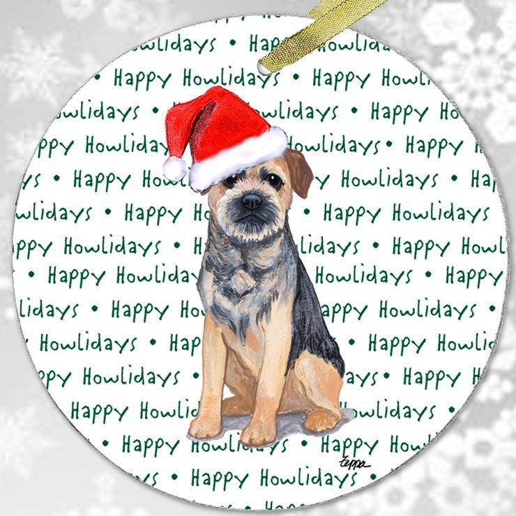 Border Terrier Christmas Ornament - Happy Howlidays