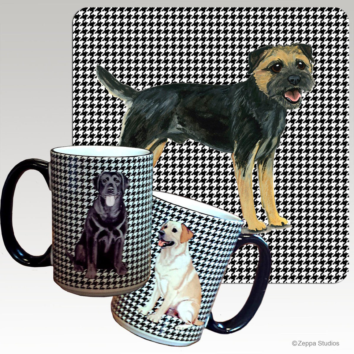 Black and Tan Border Terrier Houndzstooth Mug