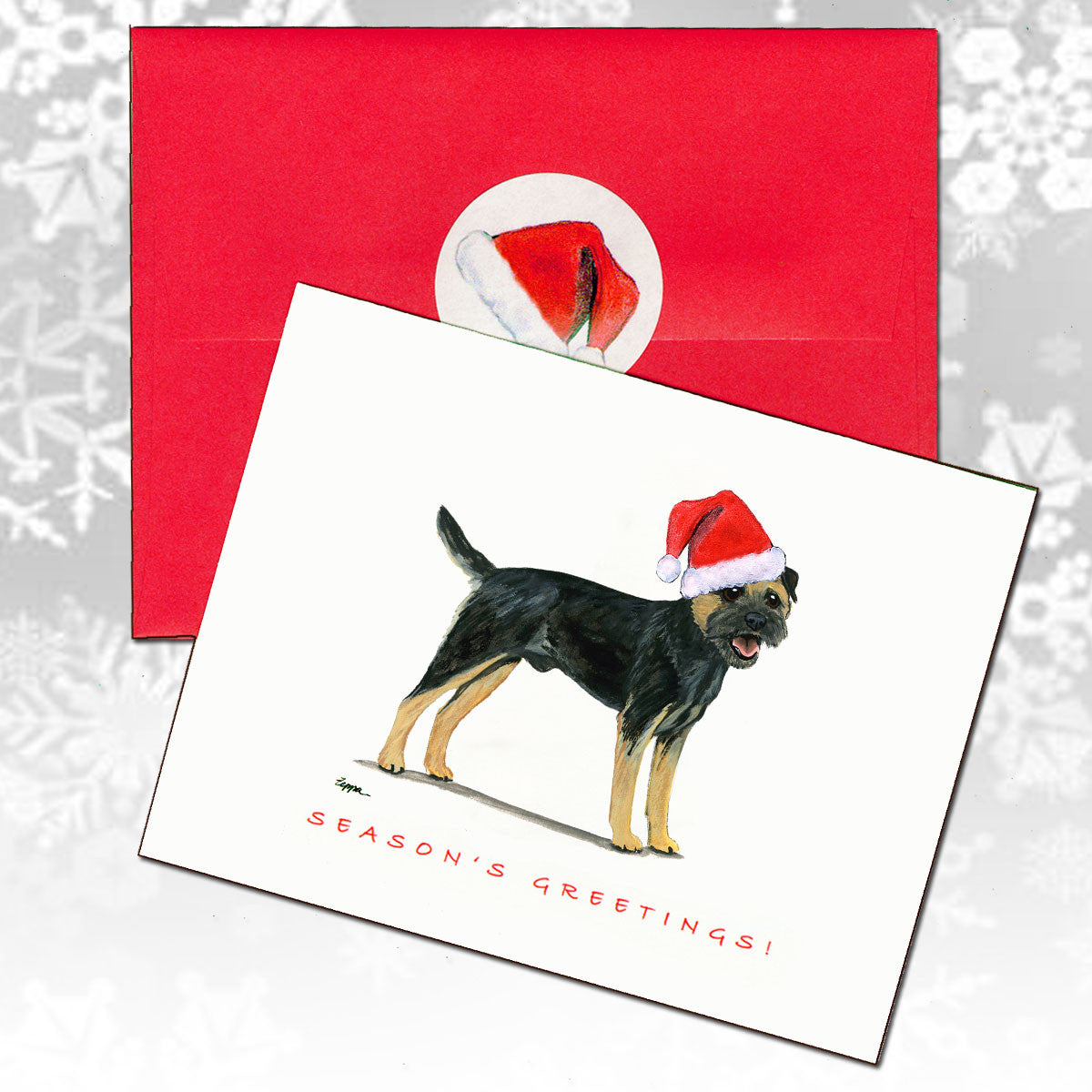 Border Terrier, Black & Tan Christmas Cards
