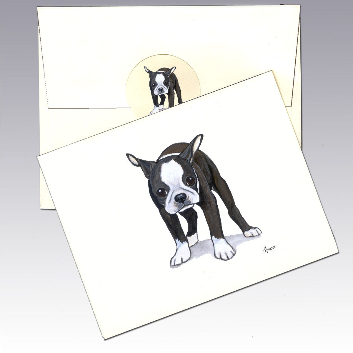 Boston Terrier Puppy Note Cards