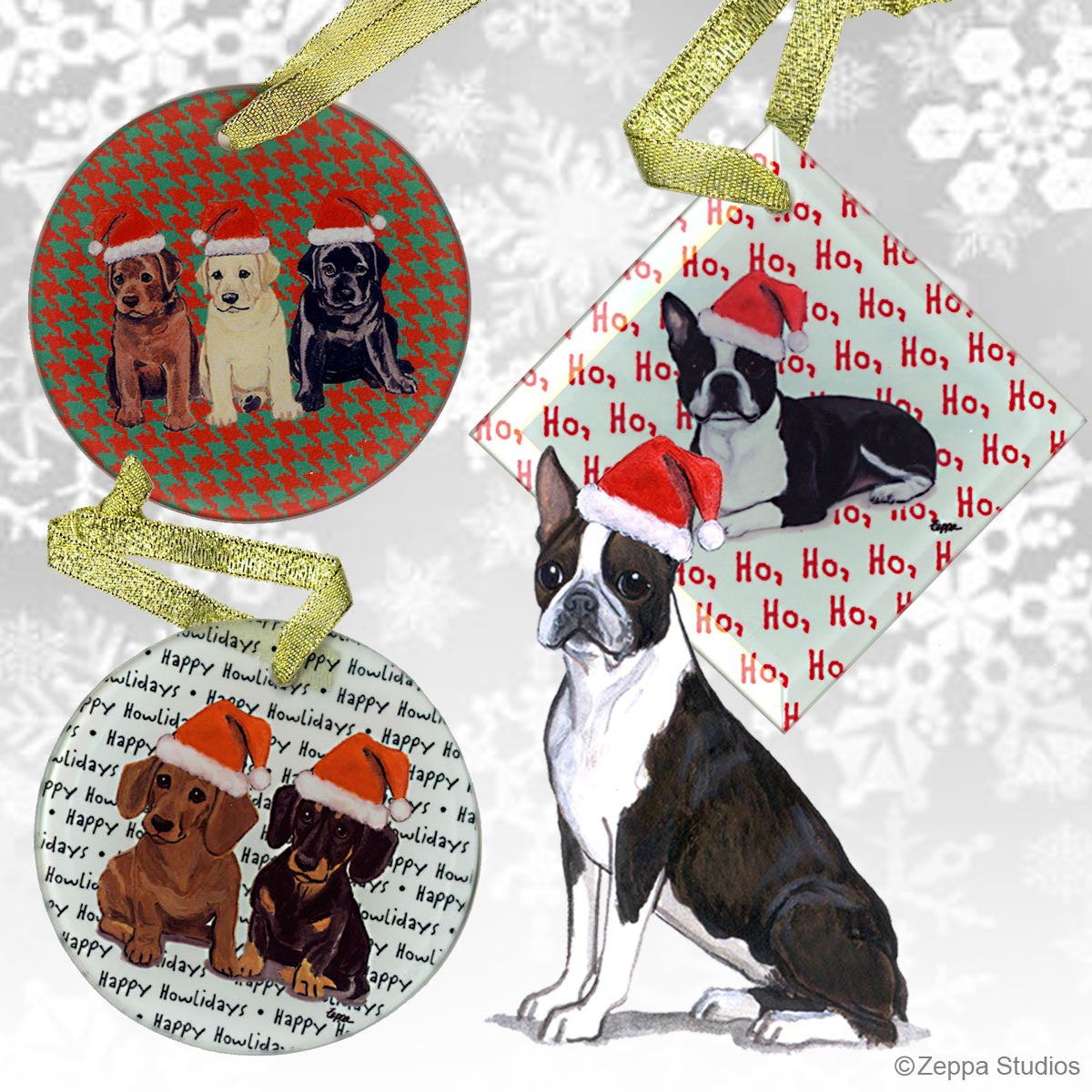 Fur Children Crystal Christmas Ornaments - Boston Terrier