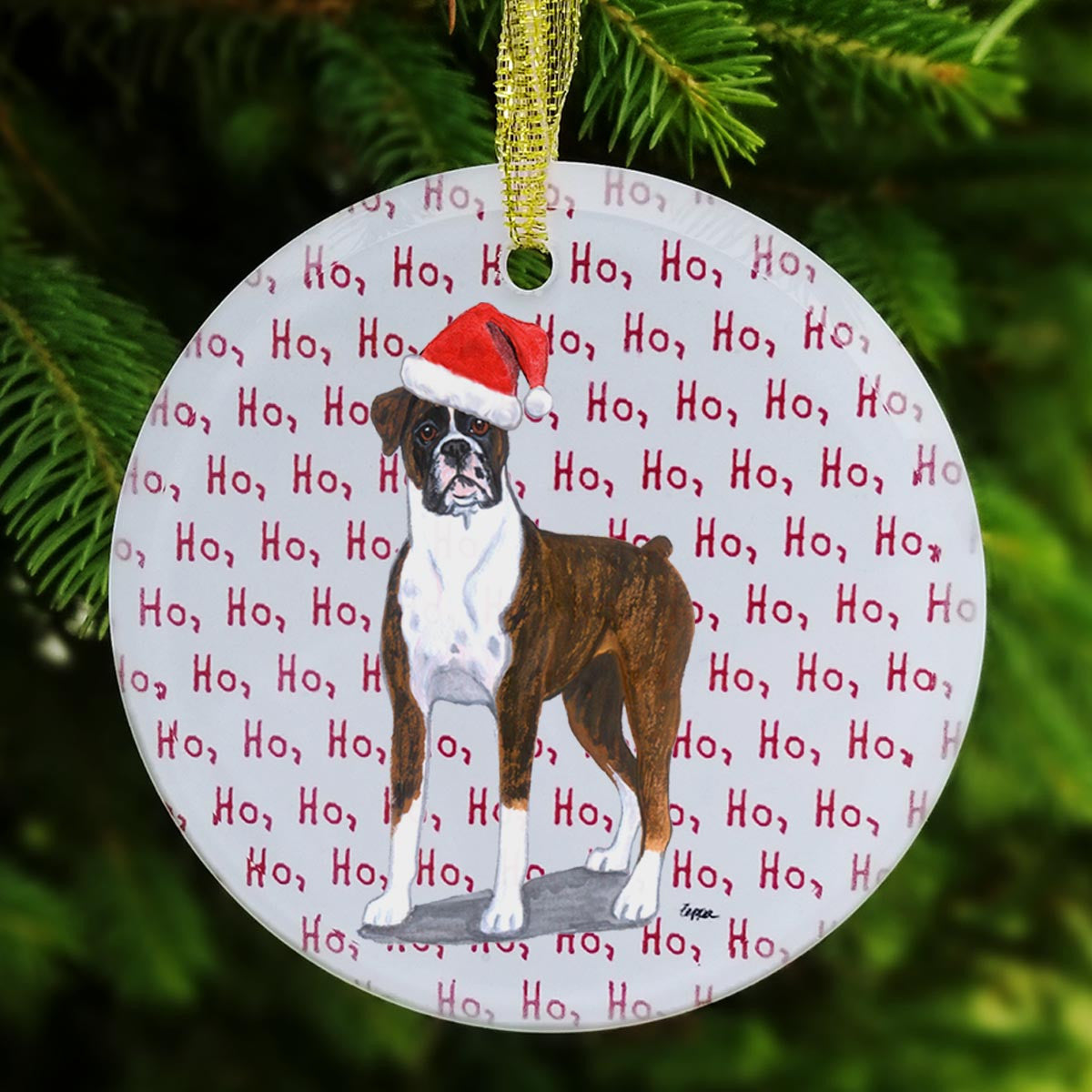 Boxer Uncropped Christmas Ornaments - Ho Ho