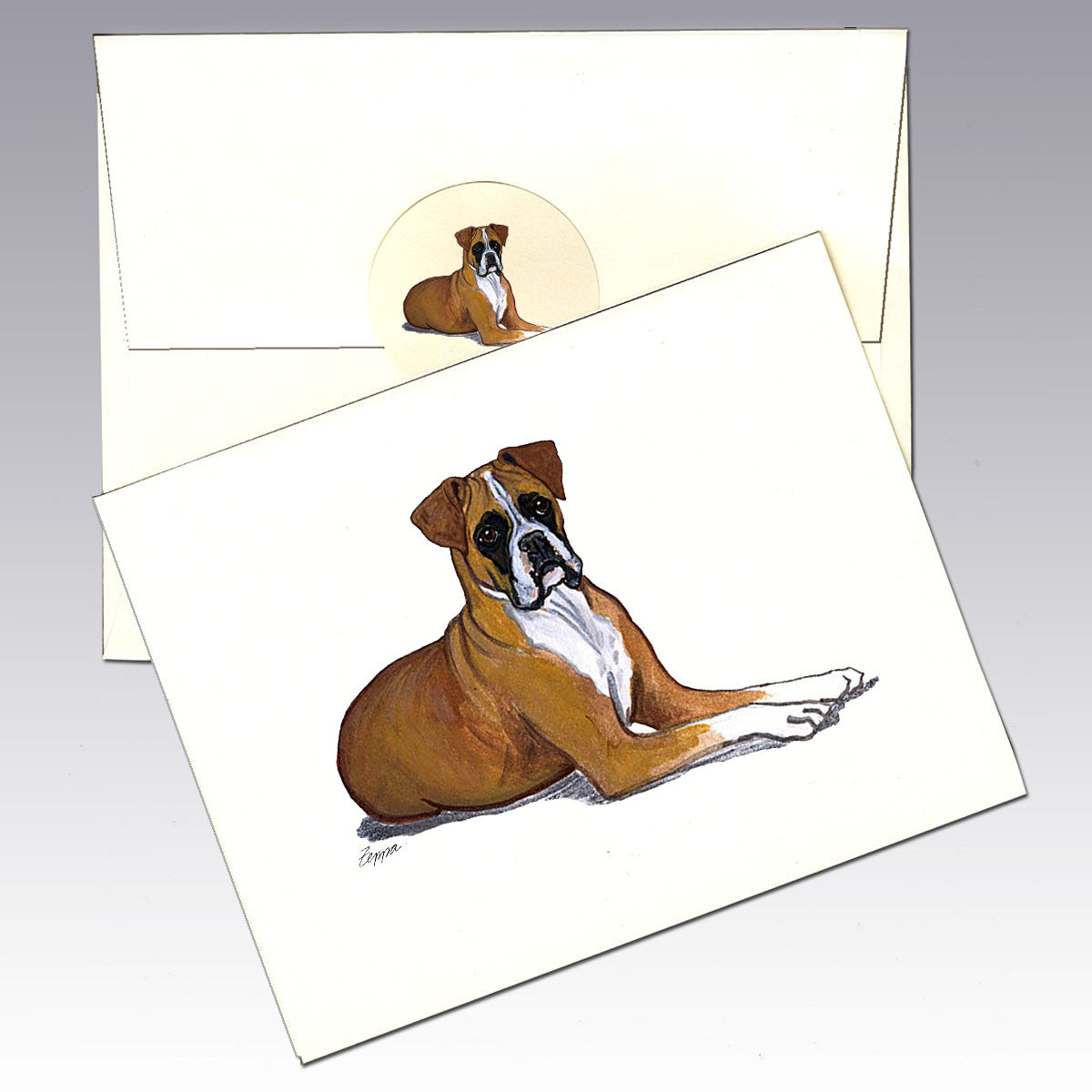 Boxer Uncropped Note Cards
