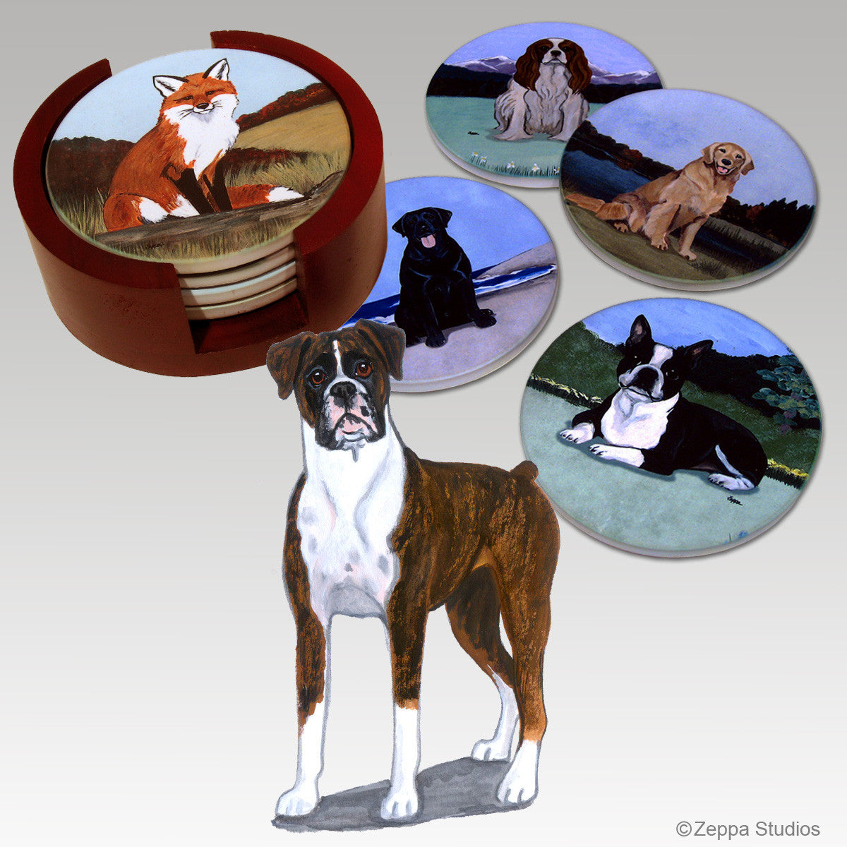 Uncropped Boxer Bisque Coaster Set