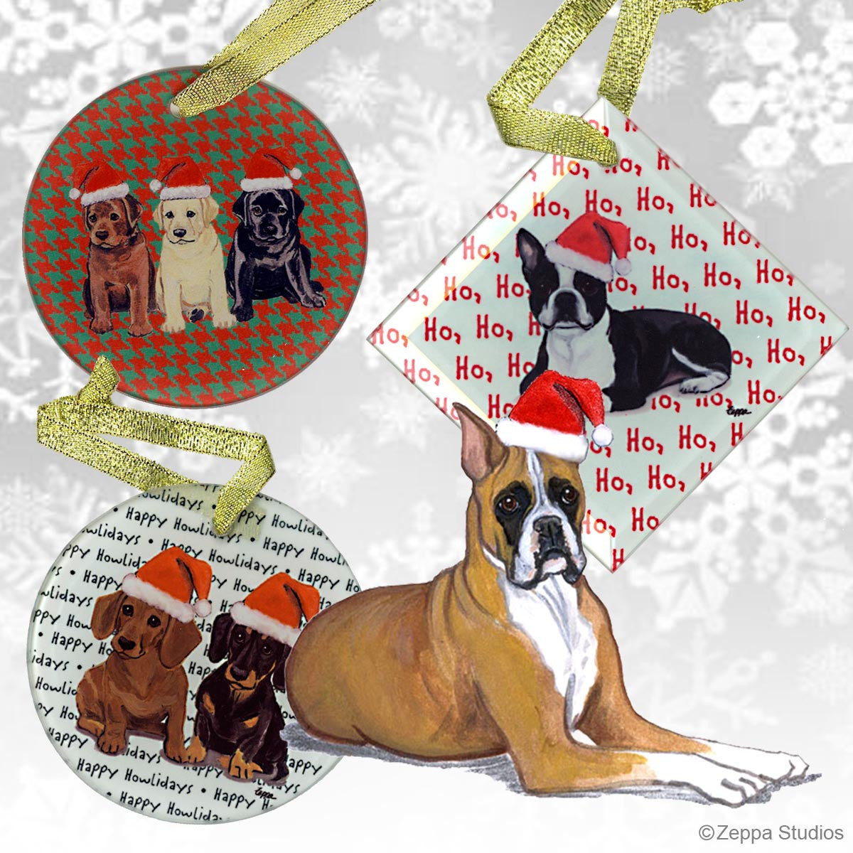 Fur Children Crystal Christmas Ornaments - Boxer 
