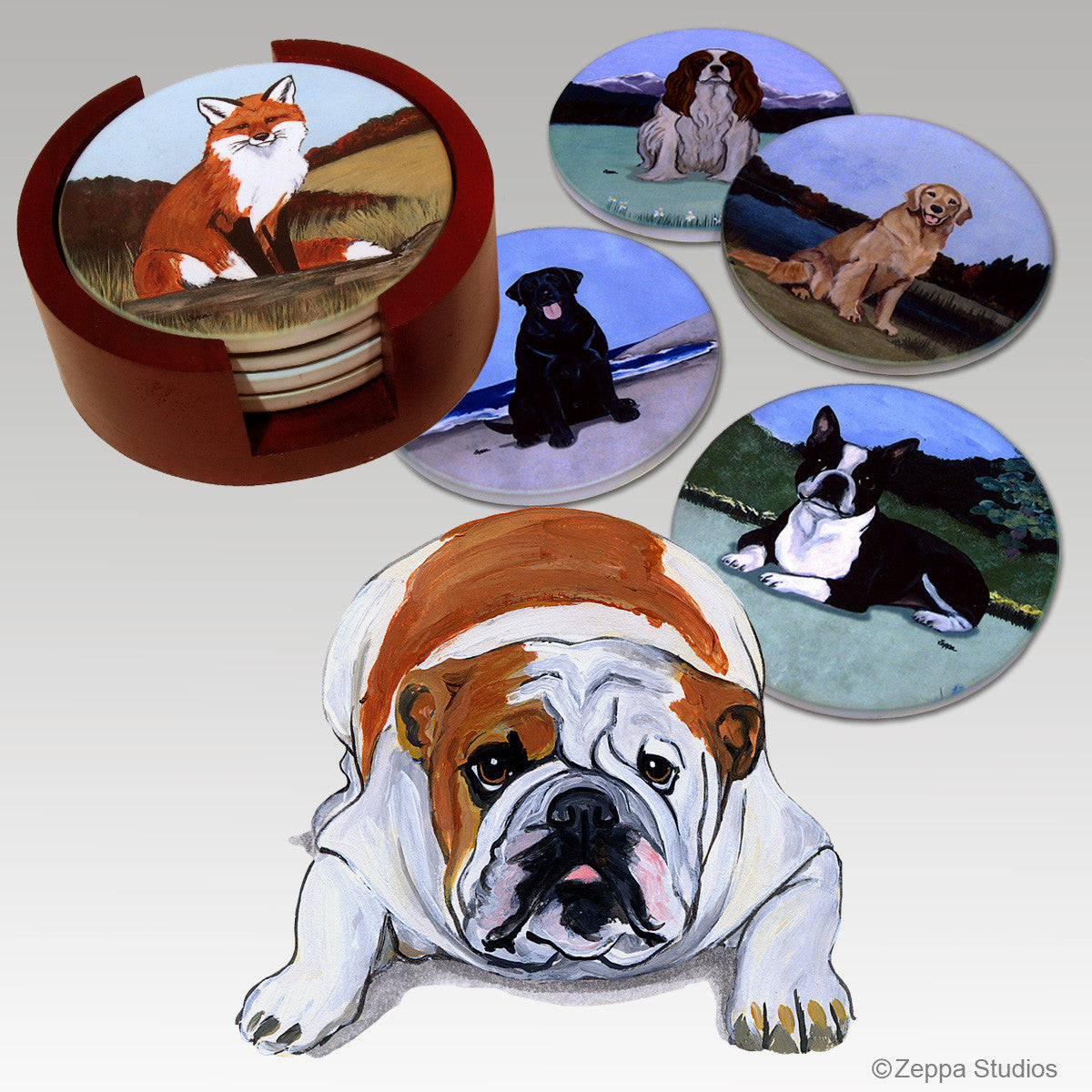 Bulldog Bisque Coaster Set