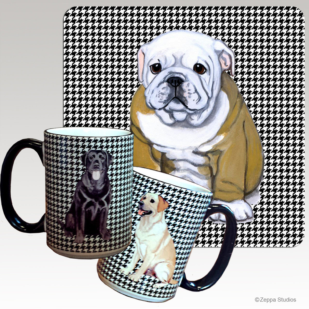 Bulldog Puppy Houndzstooth Mug