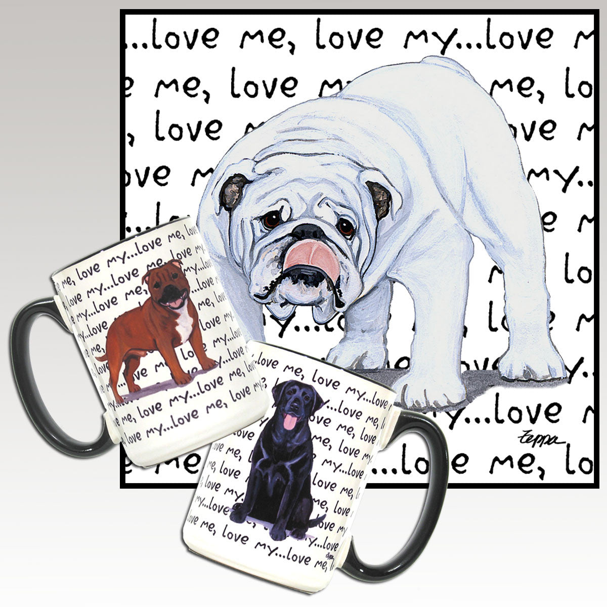 White Bulldog Love Me Mug