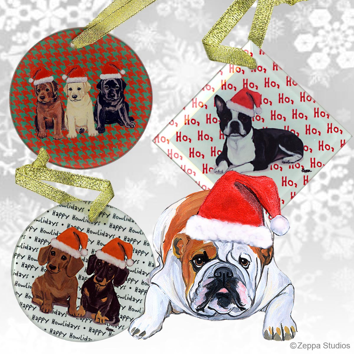 Fur Children Crystal Christmas Ornaments - Bulldog 