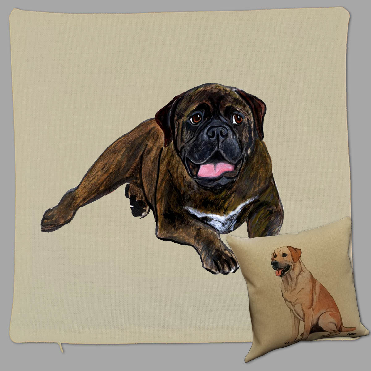 Zeppa Studio's Bullmastiff Throw Pillow