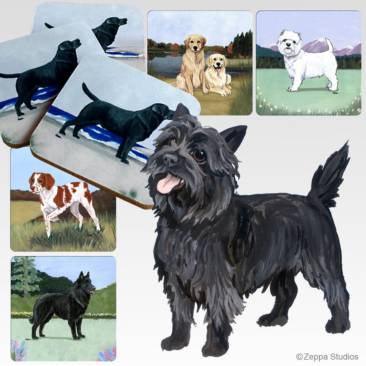 Black Cairn Terrier Scenic Coasters