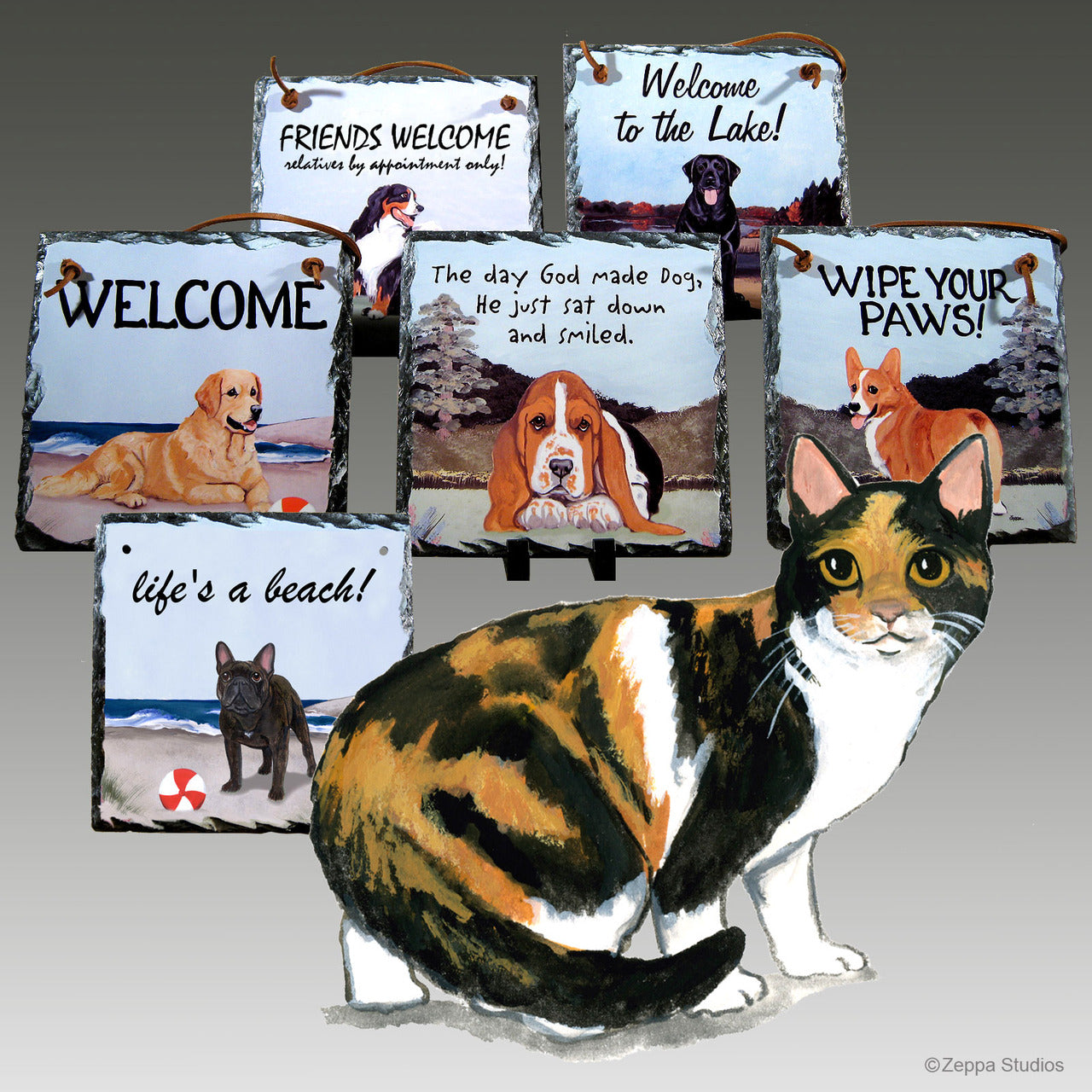 Calico Cat Slate Signs – Zeppa Studios