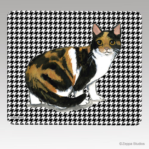 Calico Cat Houndstooth Mouse Pad