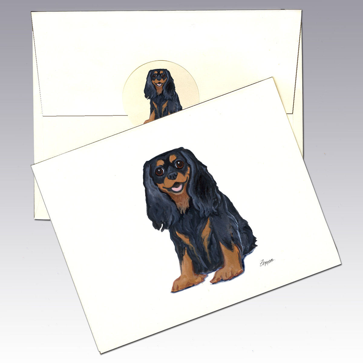 Cavalier King Charles, Black and Tan Note Cards