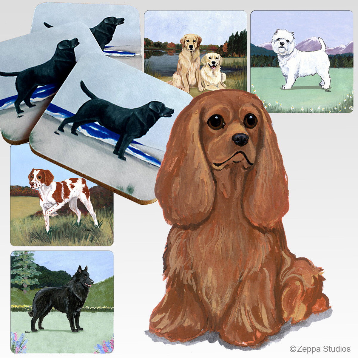 Ruby Cavalier King Charles Scenic Coasters