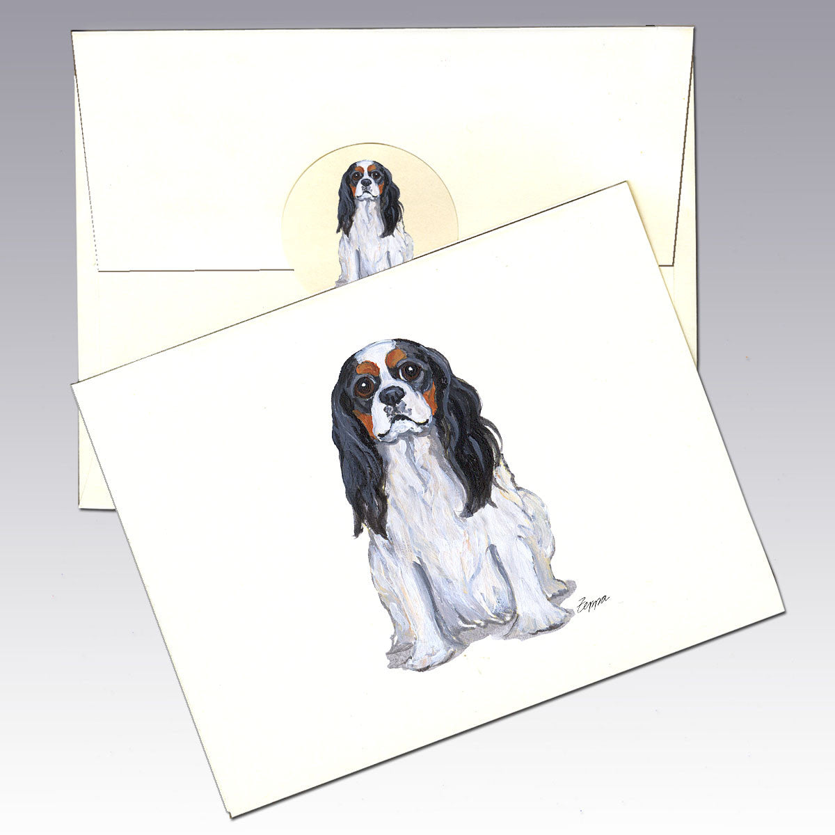 Cavalier King Charles, Tri Color Note Cards
