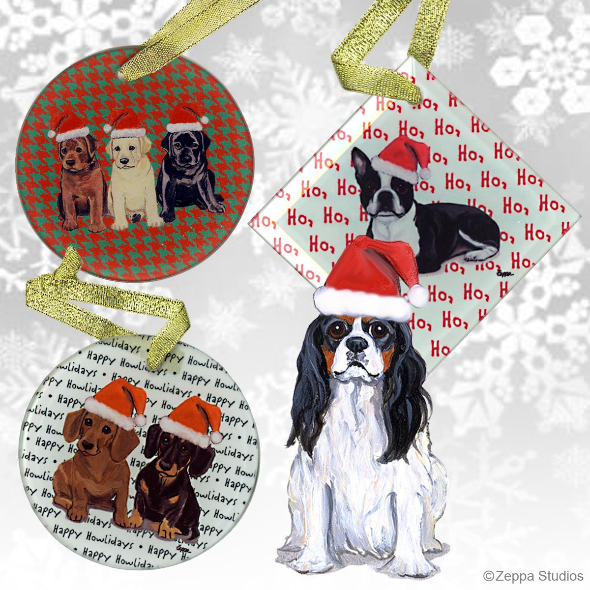 Fur Children Crystal Christmas Ornaments - Cavalier King Charles Tri Color