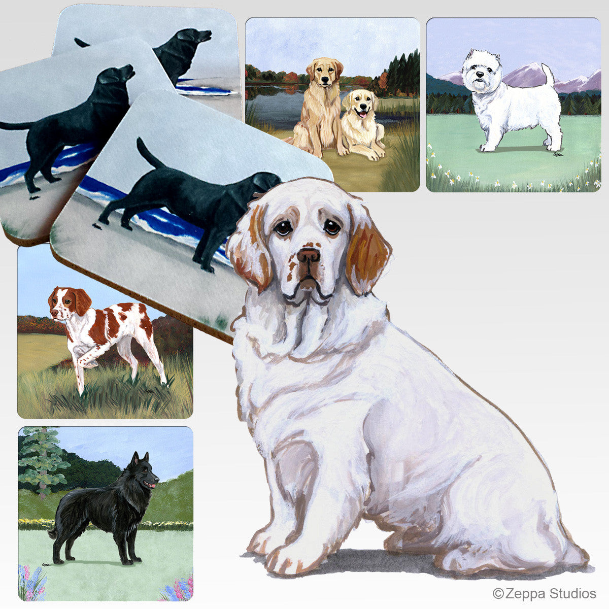 Clumber Spaniel Scenic Coasters