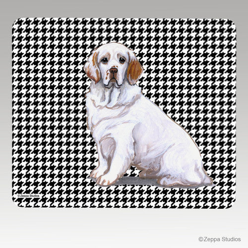 Clumber Spaniel Houndstooth Mouse Pad