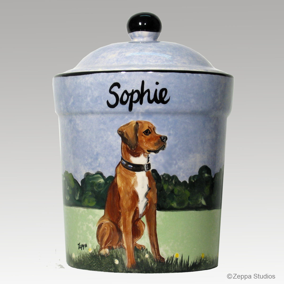 Custom Hand Painted Ceramic Treat Jar, "Sophie" by Zeppa Studios