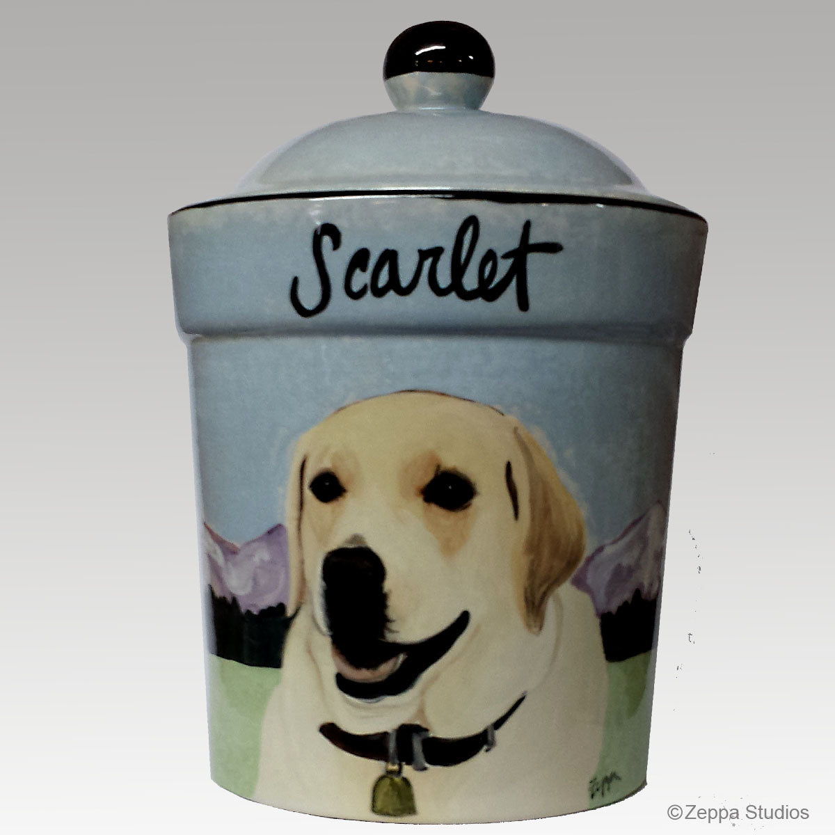Custom Hand Painted Ceramic Treat Jar, "Scarlet" by Zeppa Studios