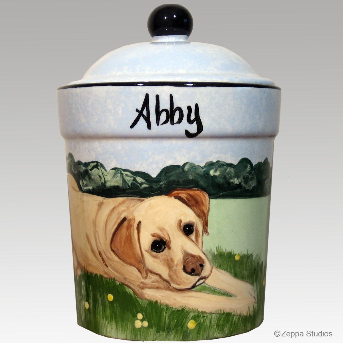 Custom Hand Painted Ceramic Treat Jar< "Abby" by Zeppa Studios