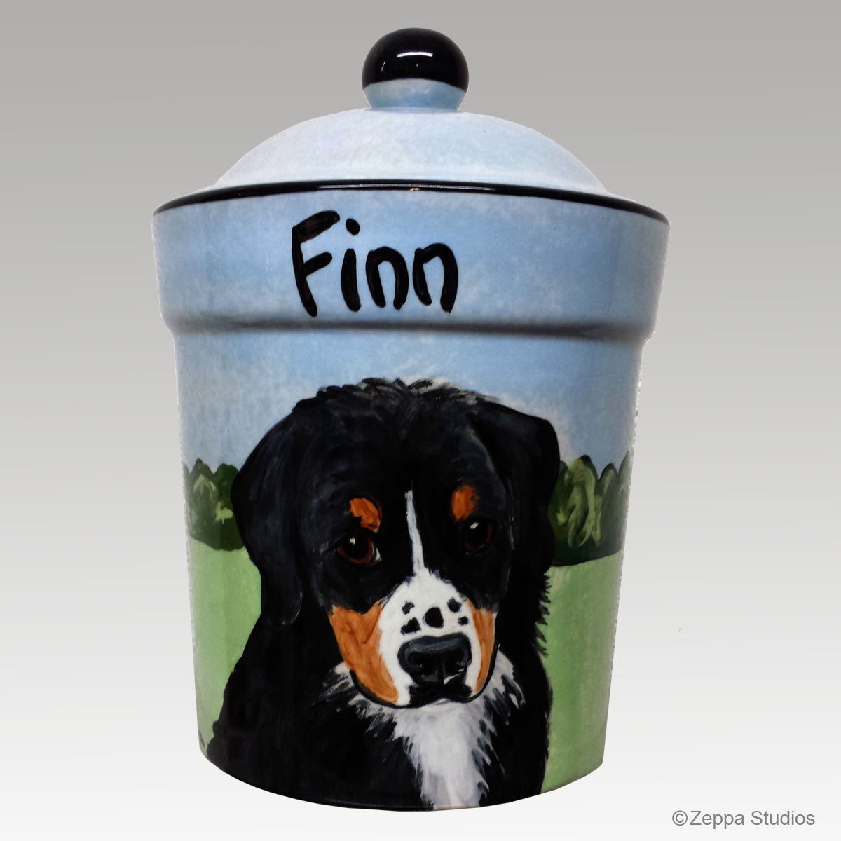 Custom Hand Painted Ceramic Treat Jar, Finn by Zeppa Studios
