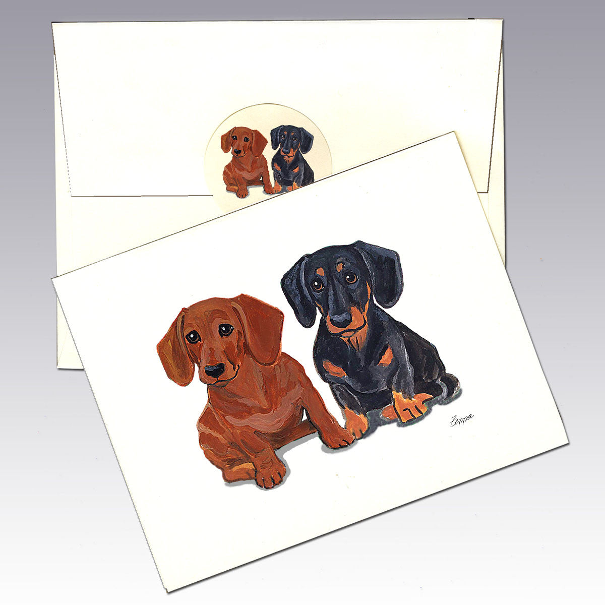 Smooth Dachshunds Note Cards