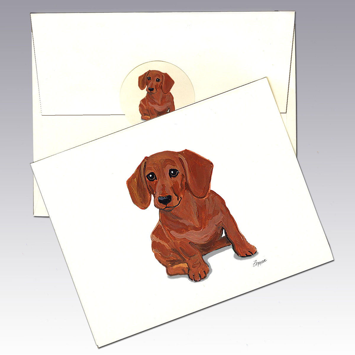 Smooth Coated Red Dachshund Note Cards