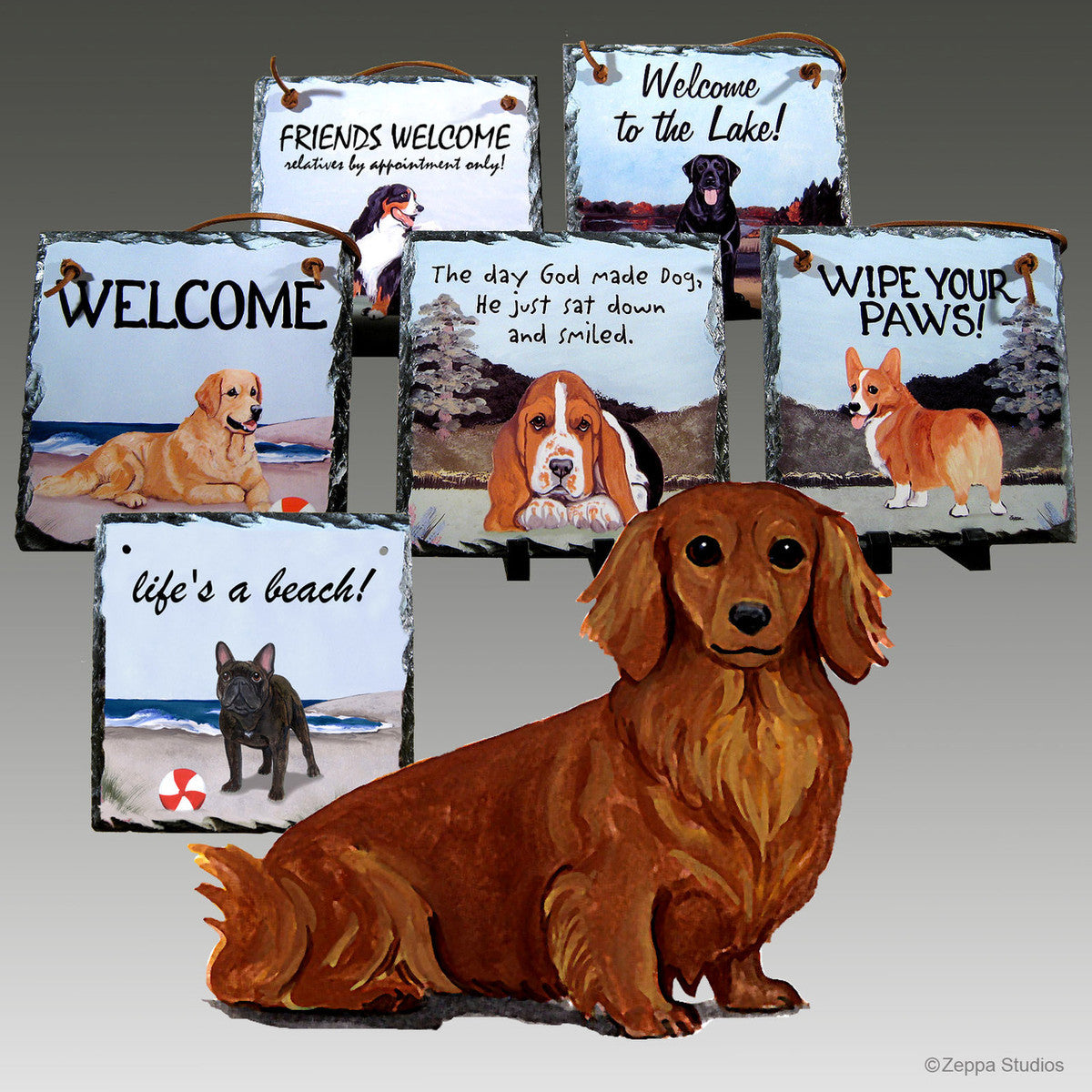 Red Longhaired DachshundSlate Signs